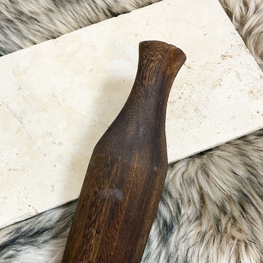 Charred Paulownia Wood Bottle Bud Vase Dark Brown Espresso Walnut Decor Natural